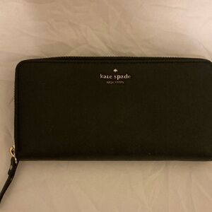 kate spade Black Wallet with Gold Logo